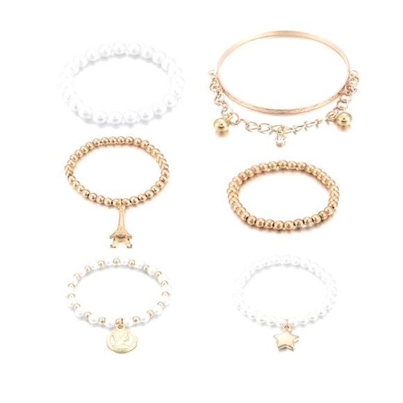 BUNDLE DEAL❗️3 Pack Pearl Hair Clips/ GOLD BANGLE BRACELET - Picture 7 of 8